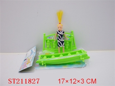 DOLL BED & BEAUTY DOLL(3 COLORS ASSORTED) - ST211827