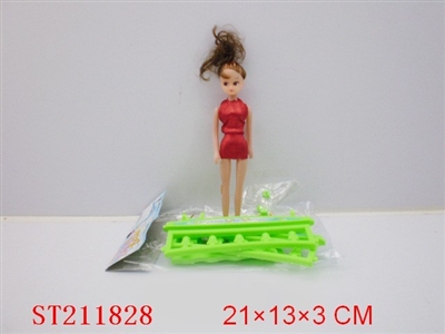 DOLL BED & BEAUTY DOLL(3 COLORS ASSORTED) - ST211828