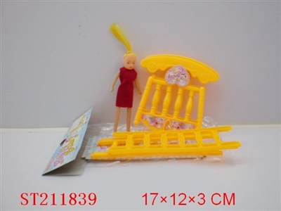 DOLL BED & BEAUTY DOLL(3 COLORS ASSORTED) - ST211839