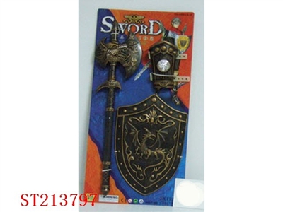 BRONZE-COLOURED AX SHIELD AND ARMGUARD - ST213797