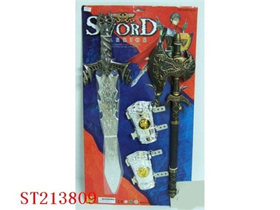PLATED SWORD, PLATED CUFFS AND AX WITH SOUND - ST213809