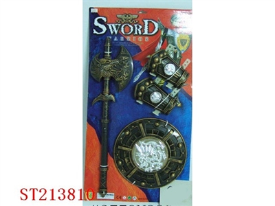 BRONZE-COLOURED AX,SHIELD AND CUFF - ST213810