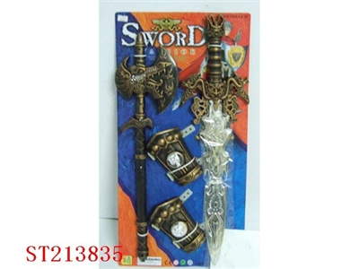 BRONZE-COLOURED AX,SWORD AND CUFFS - ST213835