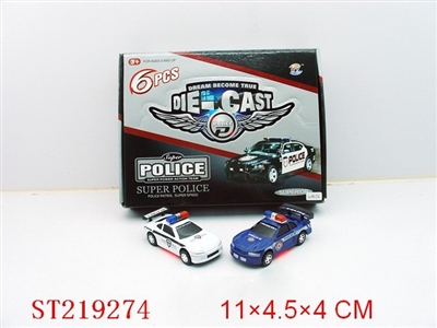 DIE-CAST PULL-BACK POLOCE CAR WITH IC AND LIGHT(BLUE,WHITE ASSORTED) - ST219274