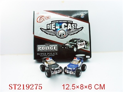 DIE-CAST PULL-BACK POLICE CAR WITH LIGHT&IC 6PCS,BLUE,BLACK ASSORTED) - ST219275