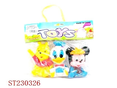 3PCS RUBBER CATOON ANIMAL - ST230326
