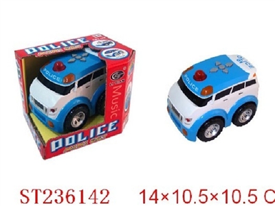 电动卡通乌轮编程警车带灯光音乐（蓝色，不包电） - ST236142