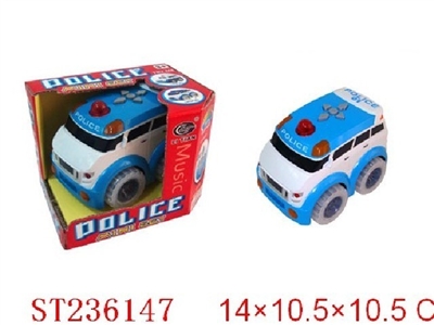 电动卡通明轮编程警车带灯光音乐（蓝色，不包电） - ST236147