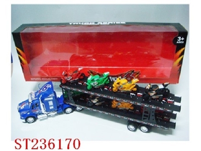 惯性拉头车带8只滑行赛车摩托车 - ST236170