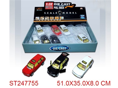 高仿路虎1:32合金回力车（12pcs/带灯光音乐/黑红白3色） - ST247755