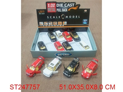 高仿1:32合金回力车（12pcs/带灯光音乐/4款混装） - ST247757