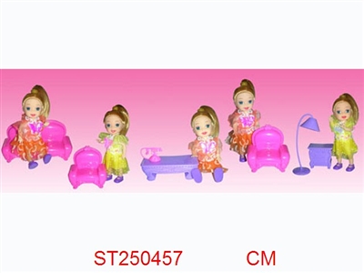吉娜娃娃小凯利+家具（5款混装） - ST250457