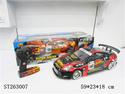 1:10PVC彩印车壳五通遥控车(带4PCS红蓝双闪轮毂灯） - ST263007