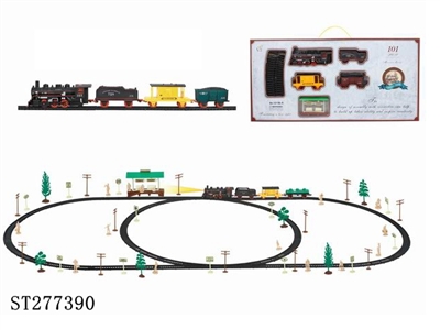 电动古典轨道火车配候车亭(101PCS,带灯) - ST277390