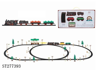 电动古典轨道火车配候车亭(101PCS,带灯) - ST277393