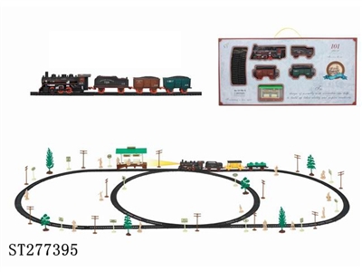 电动古典轨道火车配候车亭(101PCS,带灯) - ST277395