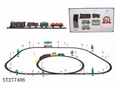 B/O CLASSIC RAIL TRIAN SET WITH BUS SHELTER & LIGHT /106PCS - ST277406