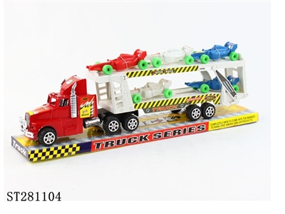 惯性拖车车双层载5只F1方程车（多色混装） - ST281104