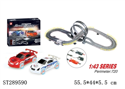 1:43 B/O RAIL SET WITH 2PCS RACING CAR WITH CHARGER WITH LIGHT - ST289590