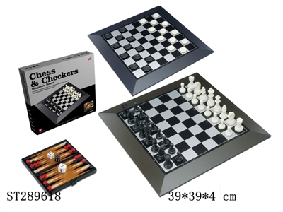 CHESS&CHECKERS 2 IN 1(BLACK&WHITE CHESS) - ST289618