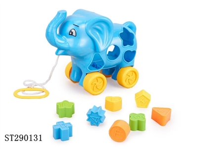 ELEPHANT BUILDING BLOCK WITH PULL LINE - ST290131