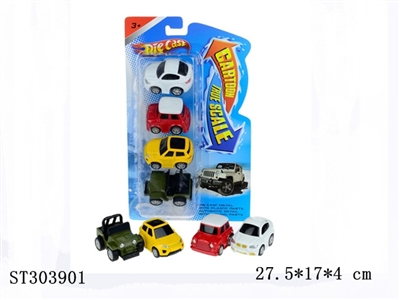 PULL BACK DIE CAST CAR (4PCS/CARD) - ST303901