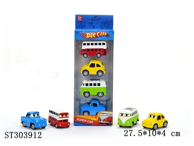 开窗展示盒4只汽车总动员Q版卡通回力合金车 - ST303912