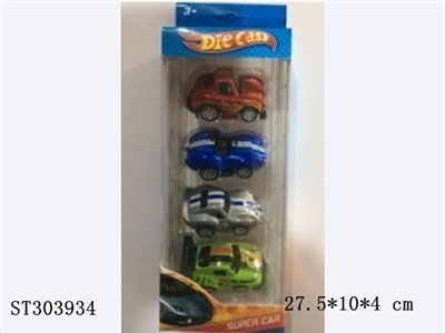 PULL BACK DIE CAST CARTOON RACING CAR (4PCS/BOX) - ST303934