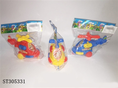 拉线带灯飞机(可装糖)蓝/红/黄3色混装 - ST305331