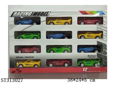 回力4款喷漆仿真车带坐椅玻璃/12PCS - ST313027