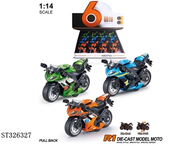 1:14 合金回力摩托赛车3色混装 - ST326327