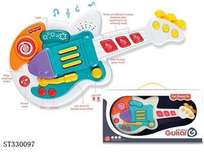 婴儿多功能电吉他乳白色（灯光、音乐） - ST330097