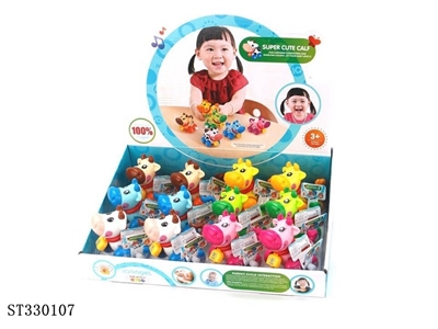 9 CM 上链卡通牛，6色-绿/棕/黄/白/粉/蓝 - ST330107