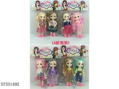 2只6寸实身关节芭比（4款混装） - ST331492