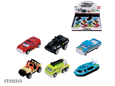 12PCS 6款合金车 滑行 喷漆【英文包装】 - ST332315