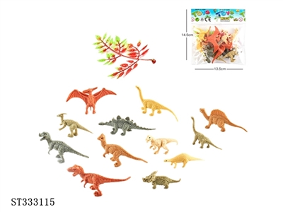 12 dinosaur + 1 leaf solid PVC sets - ST333115