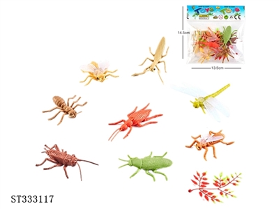 8 insect + 1 leaf solid PVC animal sets - ST333117