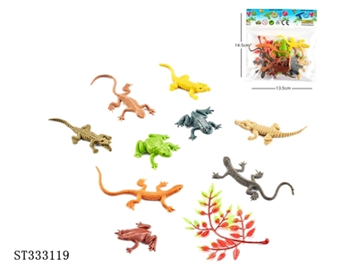 9 creeping + 1 leaf solid PVC animal sets - ST333119