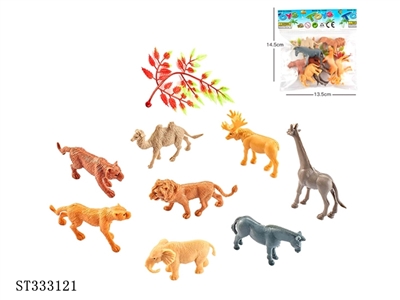 8 wild + 1 leaf solid PVC animal sets - ST333121