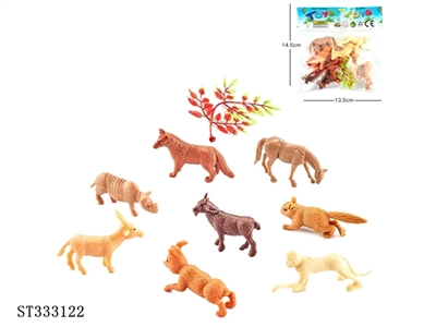 8 wild + 1 leaf solid PVC animal sets - ST333122
