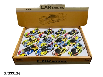 12PCS 6款涂鸦合金车 滑行 - ST333134