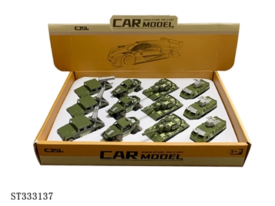 12PCS 4款合金军事车 滑行 喷漆 - ST333137