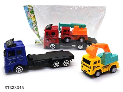 拖头车载多款回力工程车 惯性 黑轮 多色【英文包装】 - ST333345
