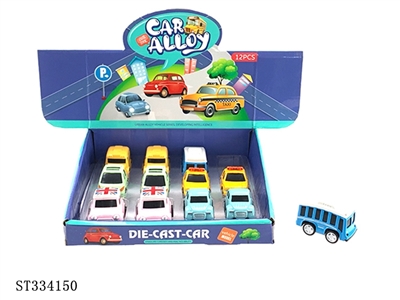 12PCS 6款合金车 回力 喷漆【英文包装】 - ST334150