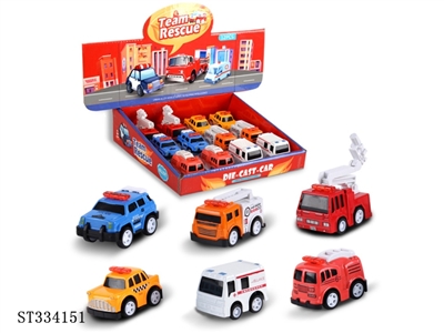 12PCS 6款合金车 回力 喷漆【英文包装】 - ST334151