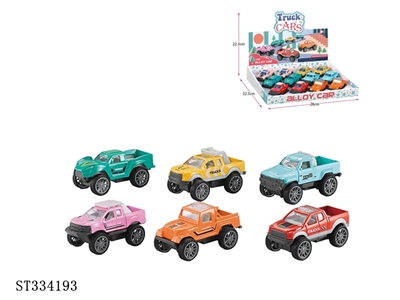 12PCS 6款皮卡越野合金车 回力 喷漆【英文包装】 - ST334193