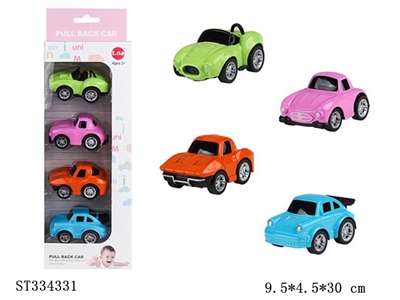 Q版迷你合金回力赛车 4PCS - ST334331