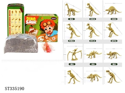 Archaeology of 12 small dinosaur skeletons - ST335190
