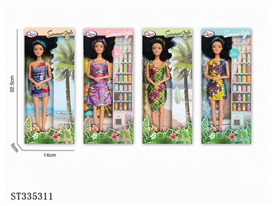 11.5 INCH NATIONAL FASHION BLACK DOLL (MIXED 4 COLORS) - ST335311