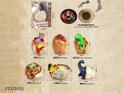 6 mixed touch luminous dinosaur eggs - ST335531
